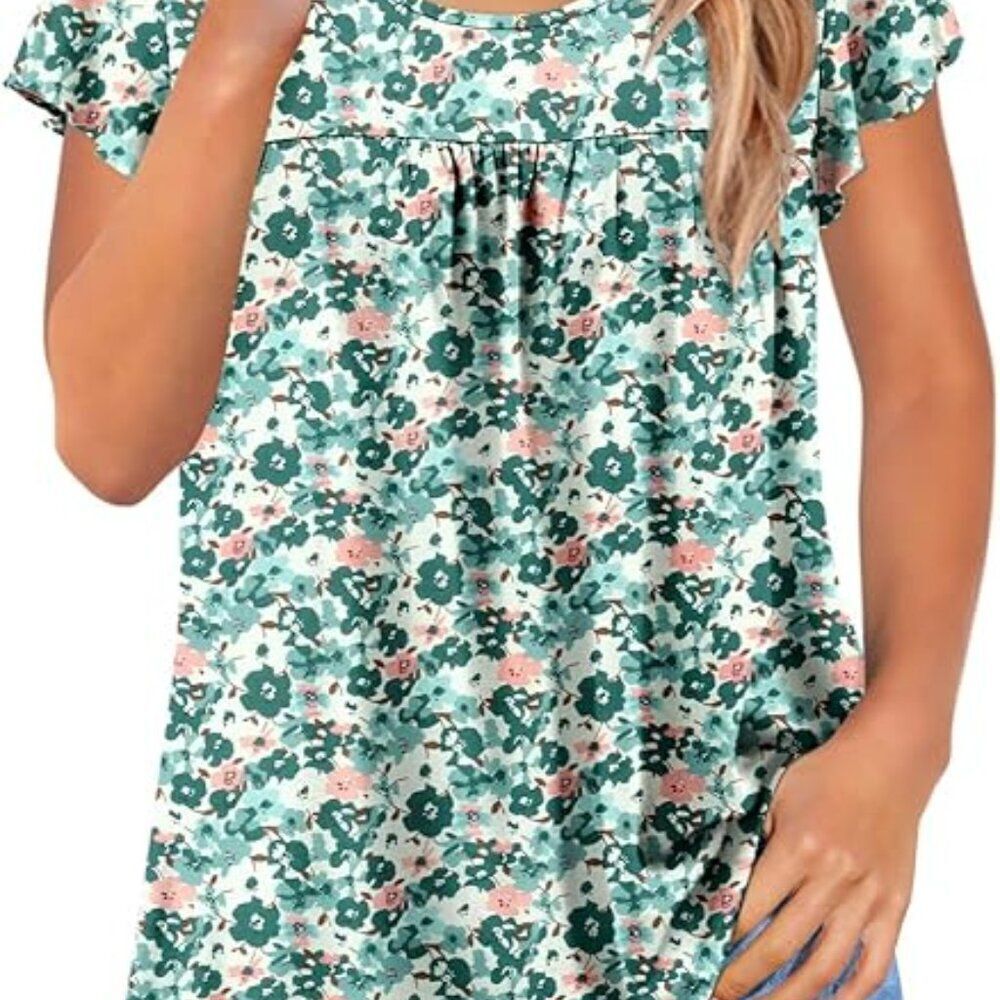 StunShow Womens T Shirts Ruffle Short Sleeve Tops Tunic - Size Small